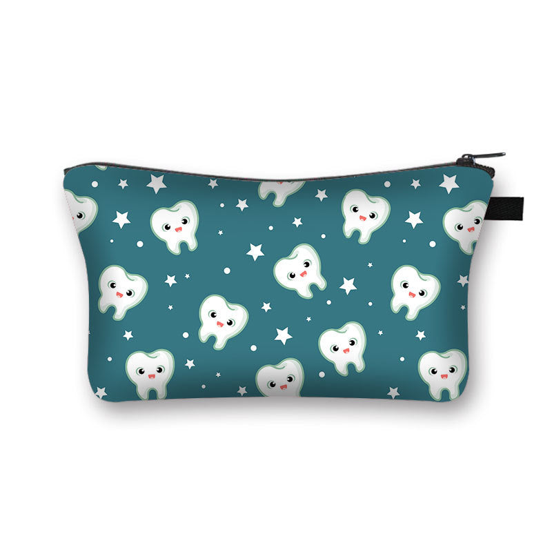 Wholesale Polyester Cosmetic Bag Tooth Print Clutch